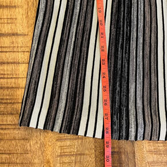 Ming Wang Contrast Pleated Stripe Knit Tunic Medium Large Black Sweater Office - Picture 9 of 9